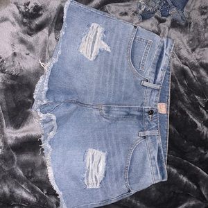Rip curl distressed denim shorts